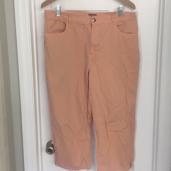 Chaps Orange Colored Denim cropped jeans Size 14 - Picture 1 of 8